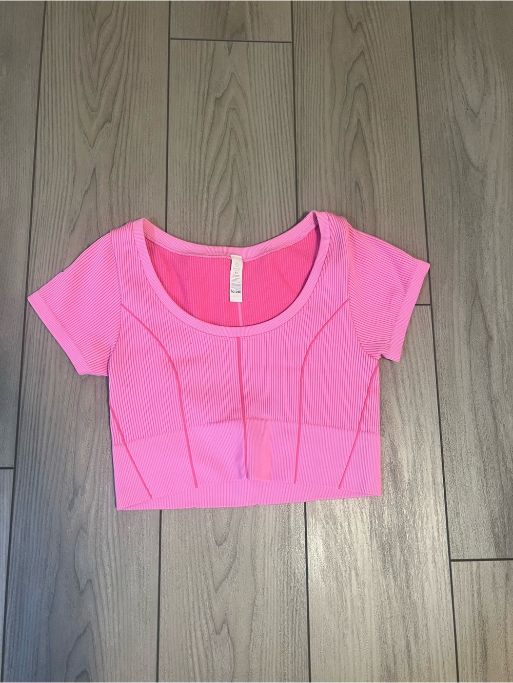 aerie Hot Pink Ribbed Scoop-Neck Crop Top
